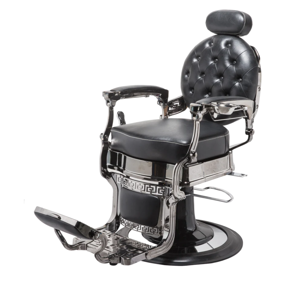 Elite Heavy-Duty Barber Chair – Midnight Black & Chrome Finish | Fresh Body