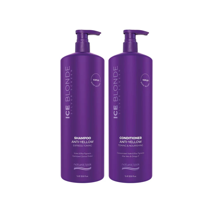 Natural Look Silver Screen Ice Blonde Shampoo & Conditioner 1 Lt Bundle