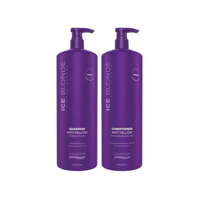 Natural Look Silver Screen Ice Blonde Shampoo & Conditioner Bundle 1 Lt - Image #1