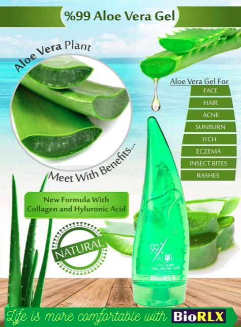 BioRLX 99% Purity Aloe Vera Gel with Collagen and Hyaluronic Acid Gel | Fresh Body